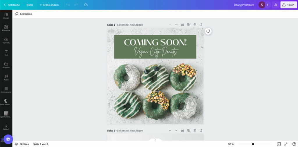 Erstellung Social Media Posting City Donut in Canva